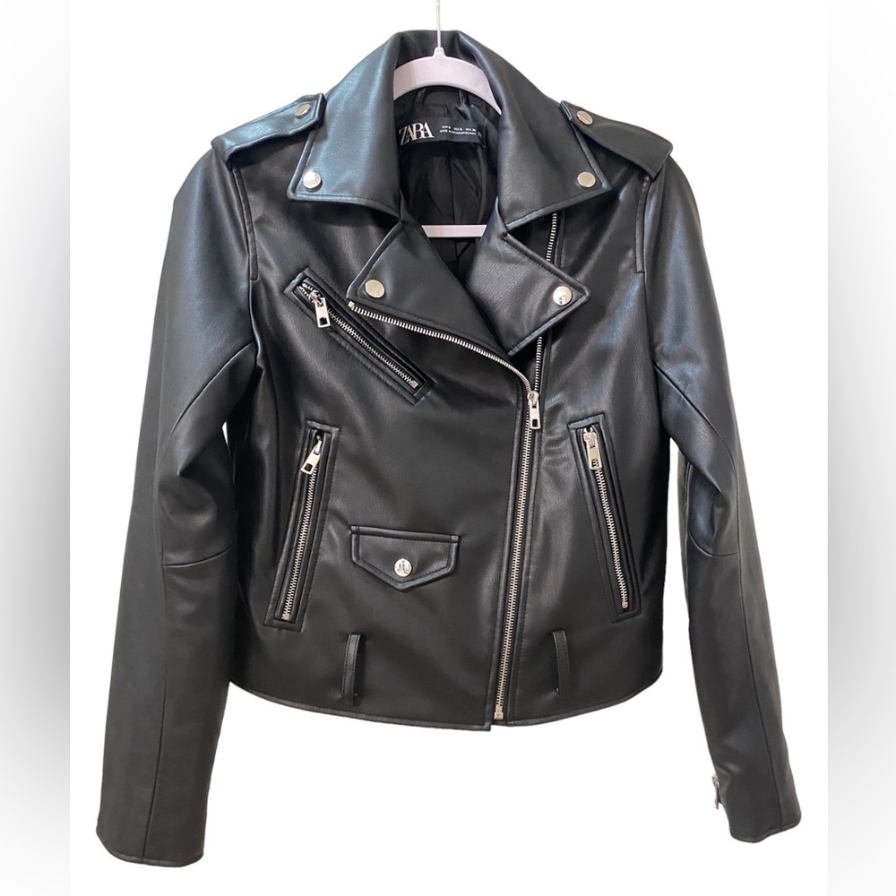 Zara Faux Leather Jacket Black Motorcycle
Bomber Zip Jacket Size S